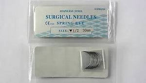 
                  
                    Veterinary SS Surgical Needles, Spring Eye, Reverse, 1/2 Circle, 30mm, 12 Pack
                  
                