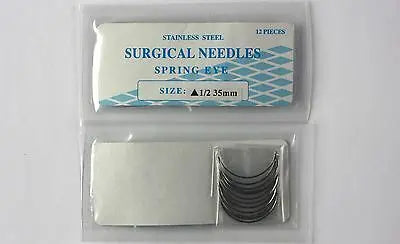 
                  
                    Veterinary SS Surgical Needles, Spring Eye, Cutting, 1/2 Circle, 35mm, 12 Pack
                  
                