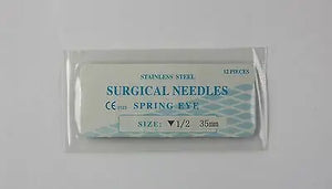 
                  
                    Veterinary SS Surgical Needles, Spring Eye, Reverse, 1/2 Circle, 35mm, 12 Pack
                  
                