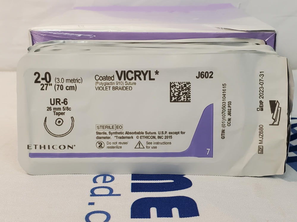 Ethicon Coated VICRYL Size 2 Violet Braided Polyglactin 910 Suture J602H Sold Individually