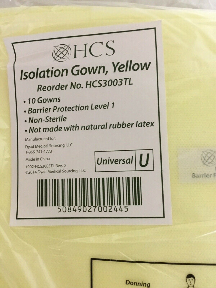 
                  
                    HCS Isolation Gown, Yellow Universal-U (187KMD)
                  
                