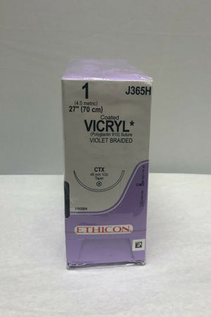 
                  
                    Ethicon Coated Vicryl Suture Size 1 48mm 1/2c, 3 Dozen Box | CEDESP-119
                  
                