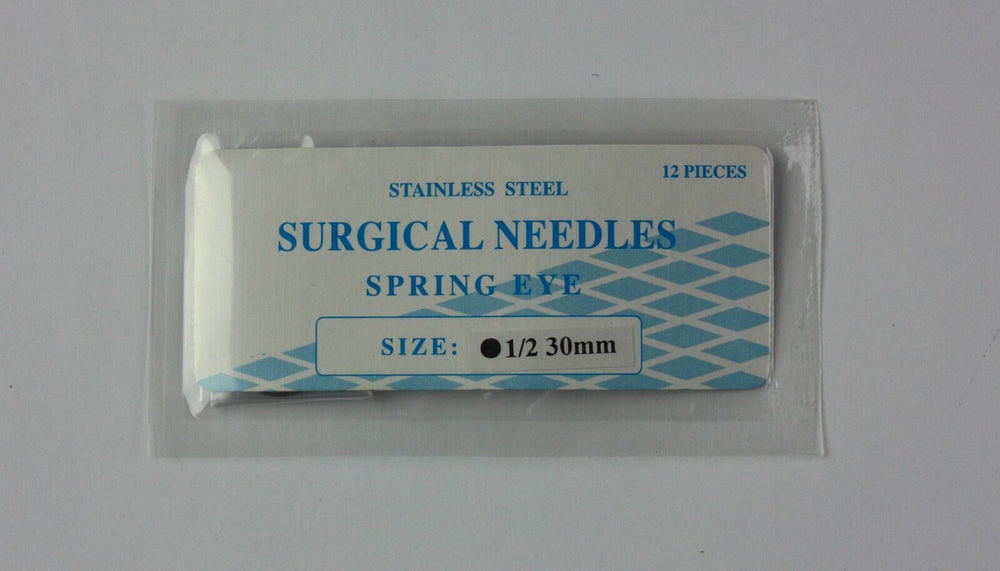 
                  
                    Veterinary SS Surgical Needles Spring Eye, Round Body, 1/2 Circle, 30mm, 12 Pack
                  
                