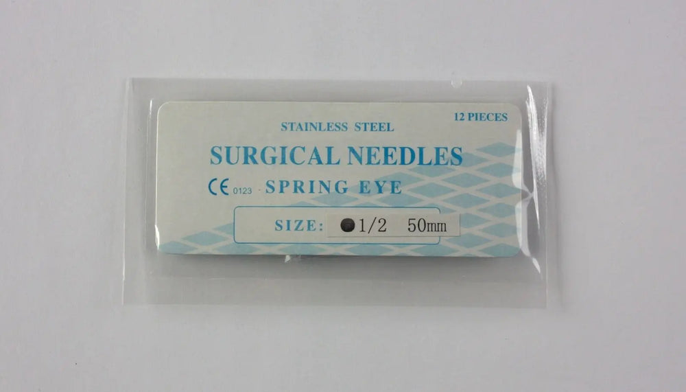 
                  
                    Veterinary SS Surgical Needles Spring Eye, Round Body, 1/2 Circle, 50mm, 12 Pack
                  
                