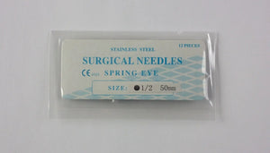 
                  
                    Veterinary SS Surgical Needles Spring Eye, Round Body, 1/2 Circle, 50mm, 12 Pack
                  
                