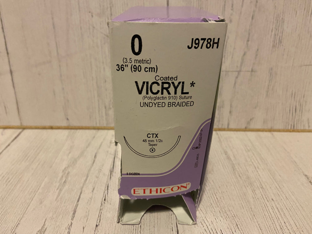 Ethicon 0 VICRYL Undyed Braided Polyglactin 910 Suture J978H Sold Individually