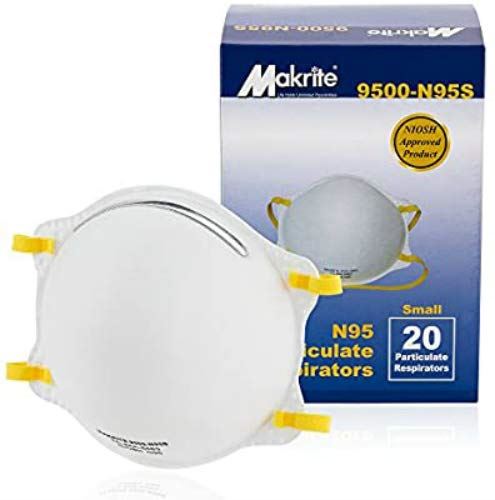 
                  
                    NIOSH Certified Makrite 9500-N95S Pre-Formed Cone Particulate Respirator Mask, SMALL Size (Pack of 20 Masks)
                  
                