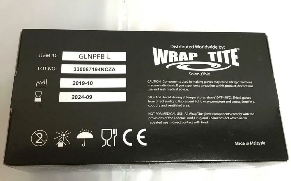 
                  
                    Wrap Tite Shield Gloves 100/Box GLNPFB-L Black Nitrile Large Lot of 5 | CEJ-62
                  
                